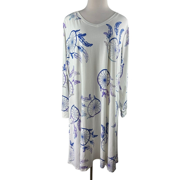 🦄 Lularoe Emily Dress Dream Catcher Stretch Long Sleeve V-neck Plus Size 3XL - Picture 8 of 9